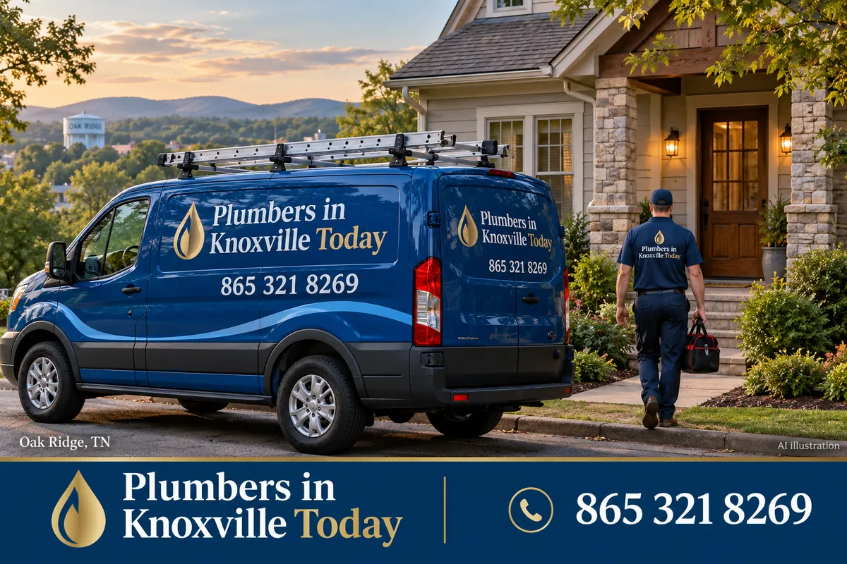 Plumber's van outside a home in Oak Ridge, Tennessee